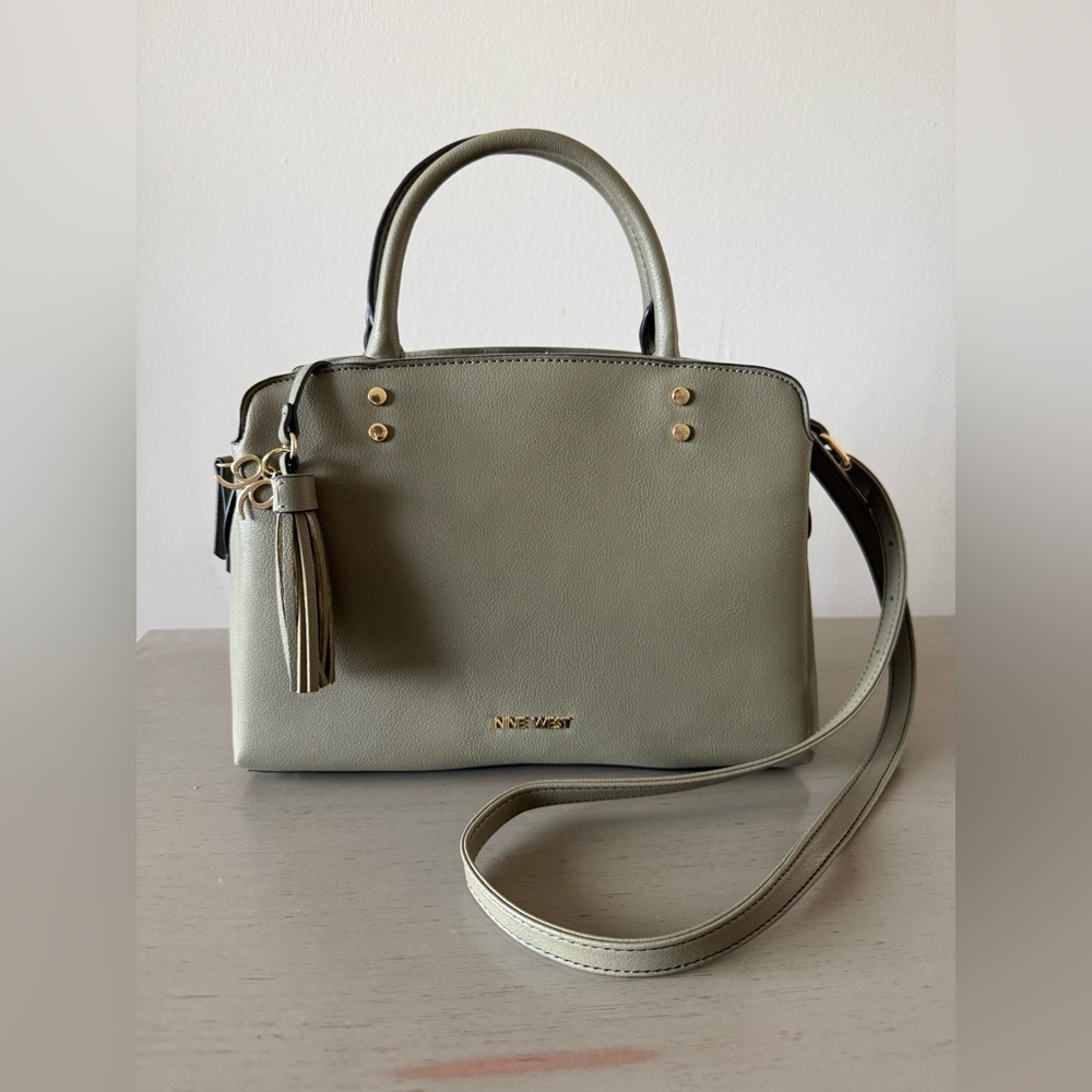 Nine West Olive Structured Satchel with Tassel